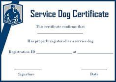 service dog papers template service dog certificate templates
