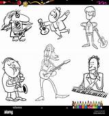 Illustration Musicians Musical Alamy Playing Coloring Cartoon Book sketch template