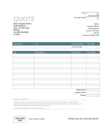 quotation templates   excel quote template quotations
