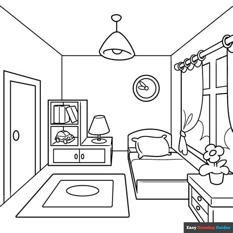 room coloring page easy drawing guides