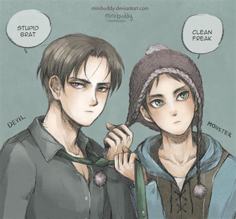 Cool Levi And Cute Eren Attack On Titan By Minibuddy On