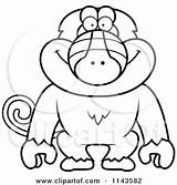 Baboon Monkey Cartoon Coloring Clipart Smiling Cory Thoman Outlined Vector Finger Drunk Dumb Graduation Holding Cap Wearing 2021 Clipartof sketch template