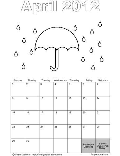 mommy years april calendar coloring sheet