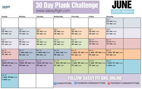 30 day plank challenge beginner level i love sassy fit girl
