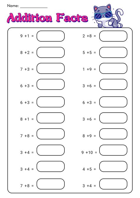 addition math facts worksheets images  math