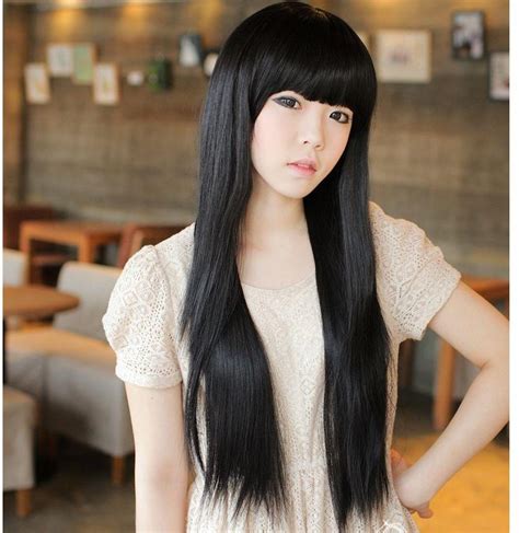 long straight black hair with bangs image hd hair bangs idea