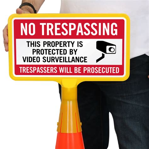 no trespassing property video surveillance coneboss sign