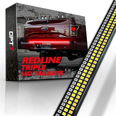 opt  redline triple led tailgate light bar wsequential amber turn signal  led solid
