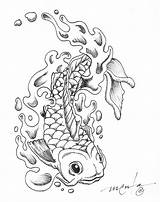 Koi Coloring Fish Pages Adult Japanese Adults sketch template