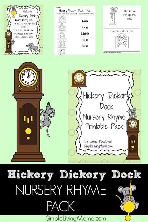 hickory dickory dock nursery rhyme pack for preschool simple living mama