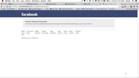 account temporarily unavailable facebook site issue ansonalexcom