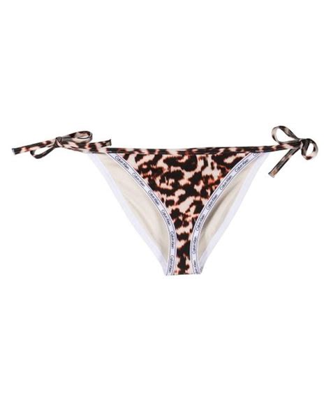 calvin klein leopard print bikini bottoms in natural lyst