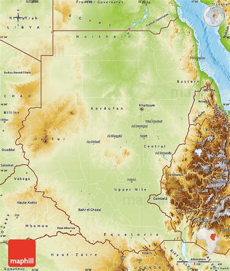 Physical Map Of Sudan Ezilon Maps