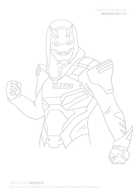 draw vendetta step  step guide  coloring page fortnite