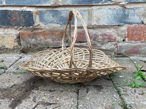 vintage flower basket antique traditional wedding handwoven etsy