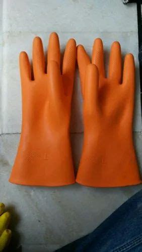 washable orange rubber hand gloves for industrial use at rs 35 pair in