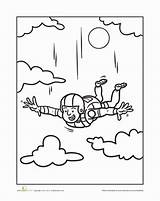 Coloring Parachute Skydiving Pages Skydiver Color Doodle Kids Education Drawing sketch template