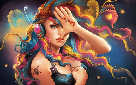 Free Download Music Girl Colorful Background New Hd Wallpapers