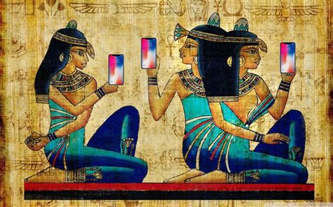 near perfect hieroglyphs of ancient egyptian women taking selfies
