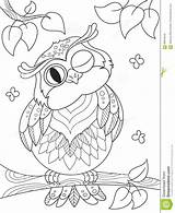 Gufo Owl Sull Uil Fumetto Divertente Linee Nere Grappige Kleurend Zwarte Achtergrond Witte Boek Beeldverhaal Lijnen Mushrooms Ladybird Insect Animale sketch template