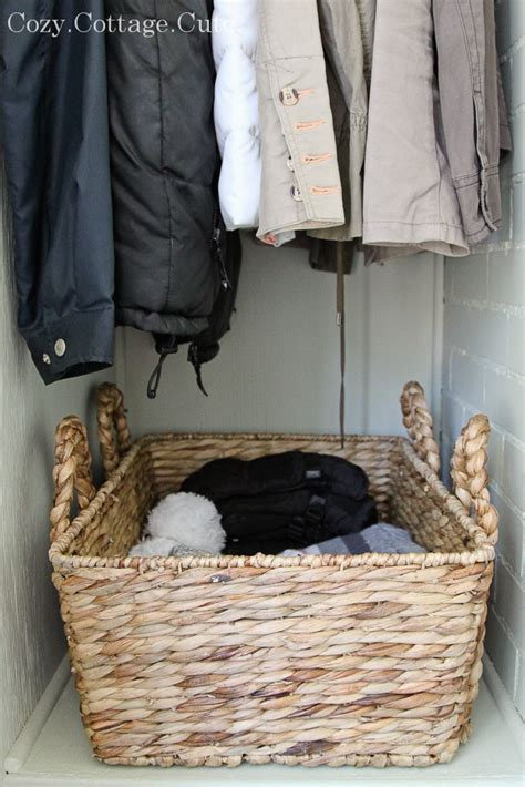 organize mittens gloves hats  scarves   coat closet basket