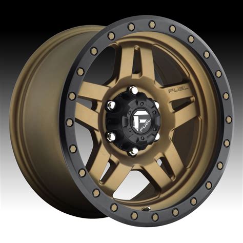 fuel anza  matte bronze  black ring custom truck wheels rims