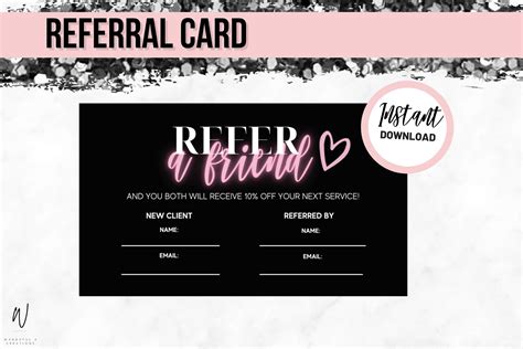referral card template instant  printable business etsy