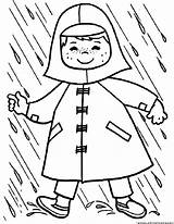 Raincoat Rain Monsoon Coloring Template Weather Pages sketch template
