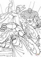 Fantastic Four Coloring Pages Fox Mr Torch Human Printable Color Fighting Coloriage Fantastiques Les Drawing Silhouettes Getcolorings sketch template