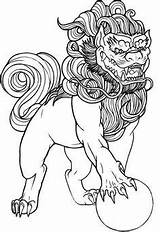 Lion Chinese Drawing Drawings Getdrawings sketch template