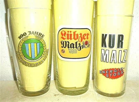 3 Landsberger Lubzer Kur Malz Bier German Beer Glasses Germany