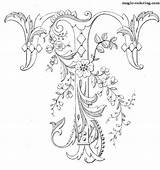 Coloring Pages Flowered Monograms Monogram Magic Letters Lettering Alphabet Embroidery Main Htm Visit Fancy sketch template