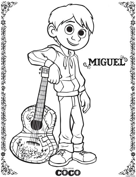 miguel rivera coco kids coloring pages