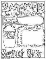 Summer Graphic Bucket List Doodle Kids Organizers Activities Coloring Printable Alley Doodles Fun Classroom School Bucketlist Choose Board sketch template
