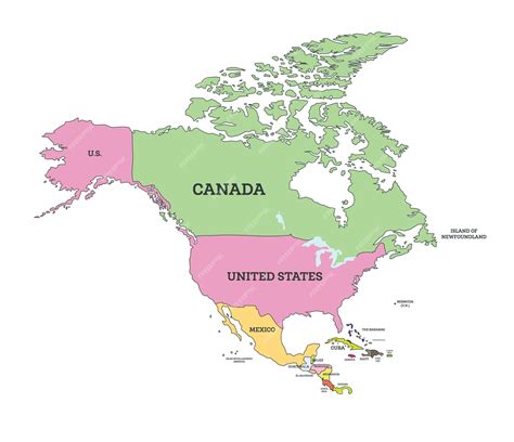 Ilustración De Vector De Mapa Político De América Del Norte Vector