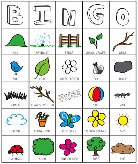 bingo printable inspired   garden classroom