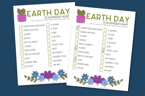 printable earth day scavenger hunt crafts mad  crafts