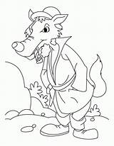 Wolf Coloring Pages Bad Big Walking Cartoon Dinner After Color Kids Cartoons Popular Library Clipart Coloringhome sketch template
