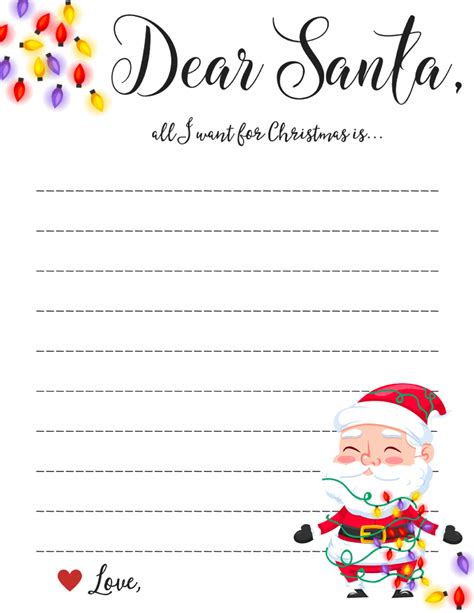 dear santa letter  printable downloads
