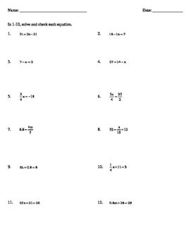 algebraic equations  inequalities notes  worksheets  answer key