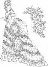 Coloring Pages Victorian Gowns Publications Dover Welcome Princess Doverpublications Ch sketch template