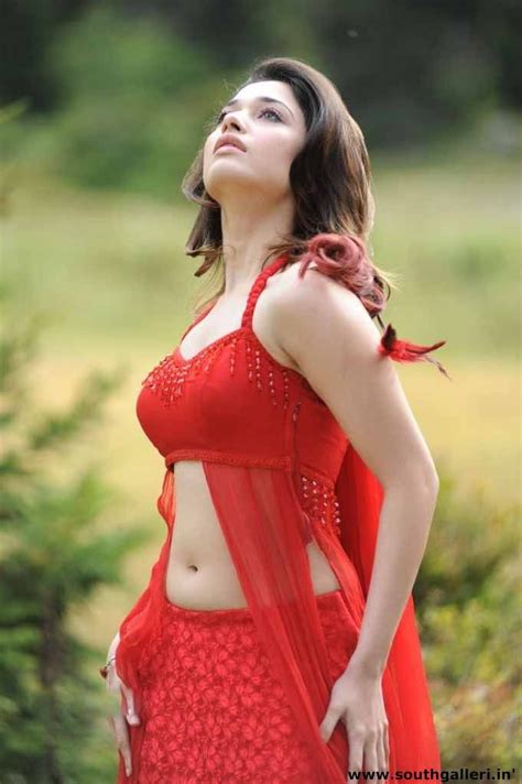 Tamanna Hot Navel Show In Red Blouse Hot Hotter Hottest