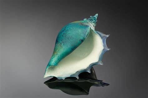 Deep Azure Sea Shells By Demetra Theofanous Large Art Glass