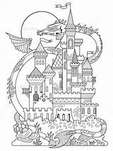 Coloring Castle Dragon Book Drawing Pages Visit Drawings Castles Sheets Children sketch template