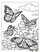 Butterfly Coloring Pages Printable Beautiful Flower Kids Monarch Butterflies Sheet Adult Adults Skiptomylou Book Easy Printables Print Drawing Mandala sketch template