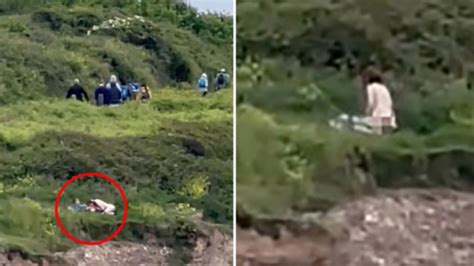 couple caught having sex on edge of a cliff in video in cornwall uk