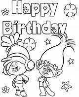 Birthday Happy Card Coloring Trolls Pages Poppy Colouring Troll Cards Colour Board Topcoloringpages Print Choose sketch template