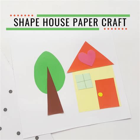 paper shape house craft  kids   template