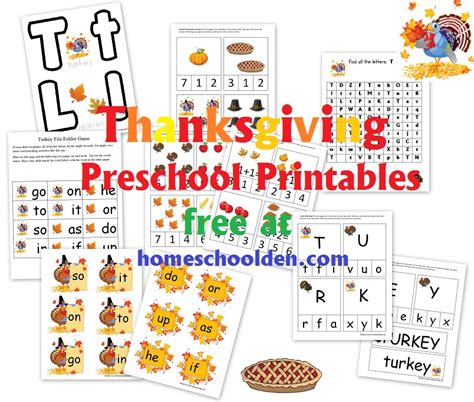thanksgiving preschool printables  homeschool den