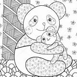 Panda Coloring Cute Illustration Hugging Stock Baby Vector Whimsical Greeting Decoration Line Card Print Book His Depositphotos sketch template